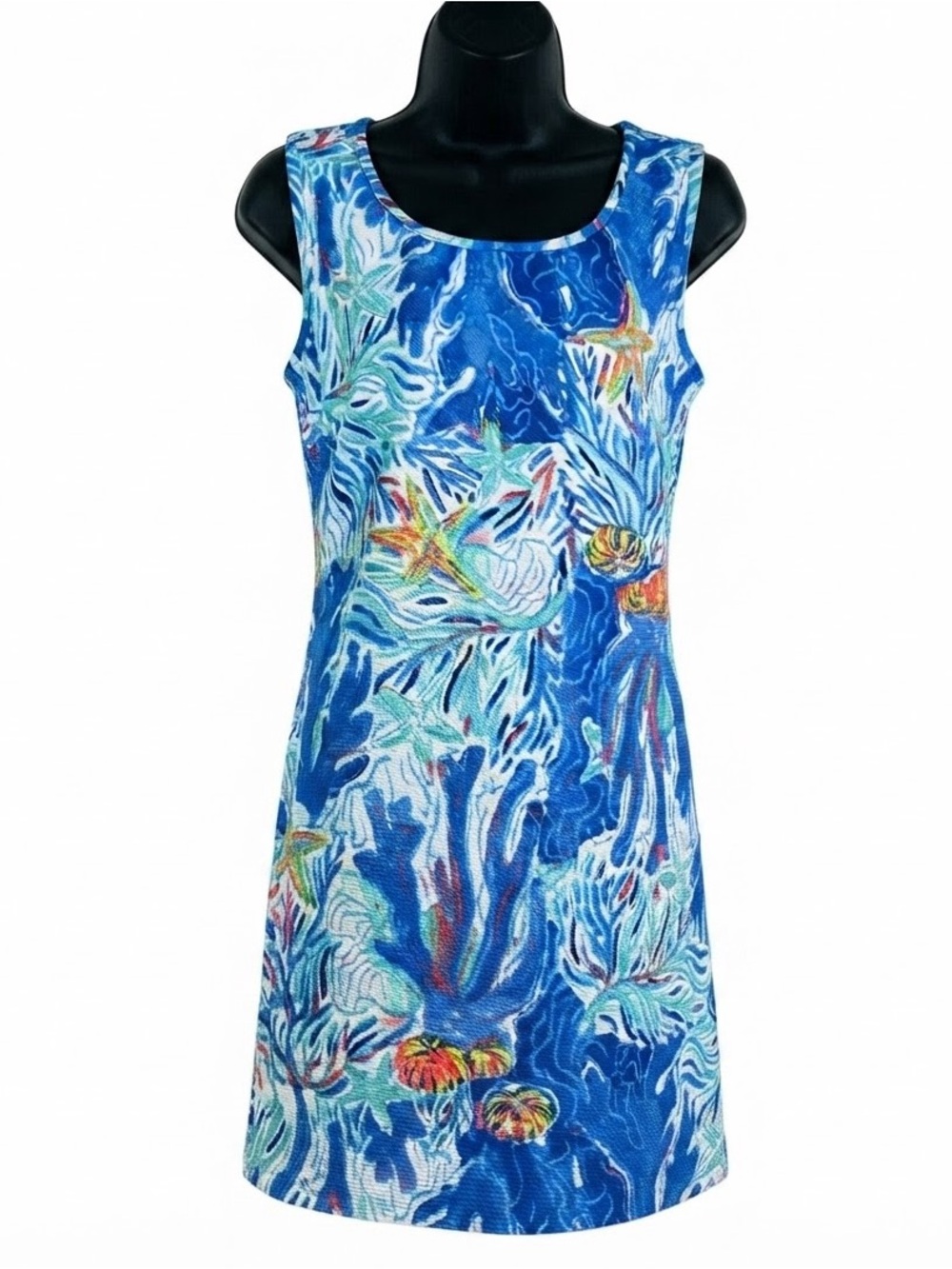 Ronni Nicole Blue Coral Underwater Sleeveless Textured Dress xl